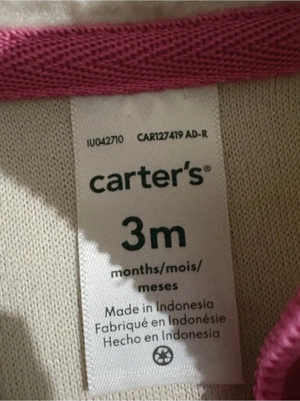 Carter's Cream Sherpa Vest with Pink Trim